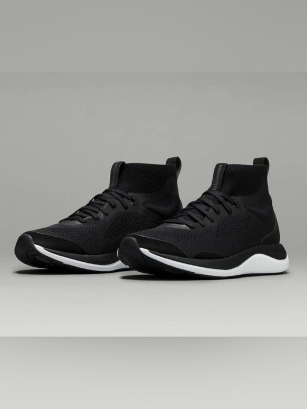 Men's Black Lululemon Chargefeel Knit High-Top Athletic Sneakers